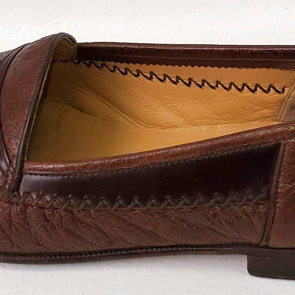 Moreschi Shoes Genuine Crocodile Men\'s 11.5 Brown Tassel Loafer Leather Slip On